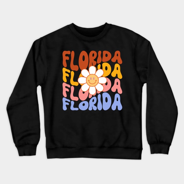 Florida Groovy Daisy Travel Wanderlust State Crewneck Sweatshirt by Lavender Celeste